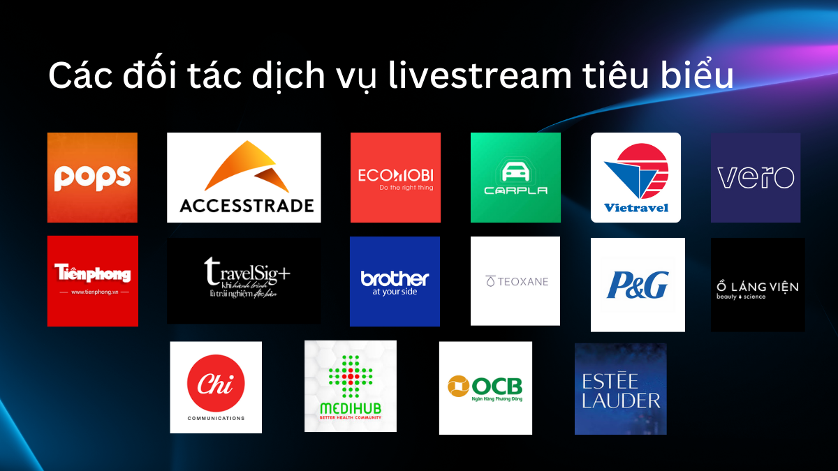Các đối tác tiêu biểu mảng dịch vụ livestream Enter Media