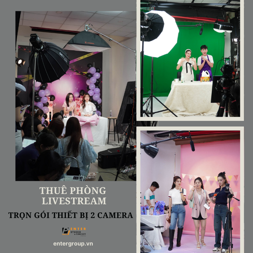 Hậu trường thuê phòng livestream 2 camera tại Enter Studio