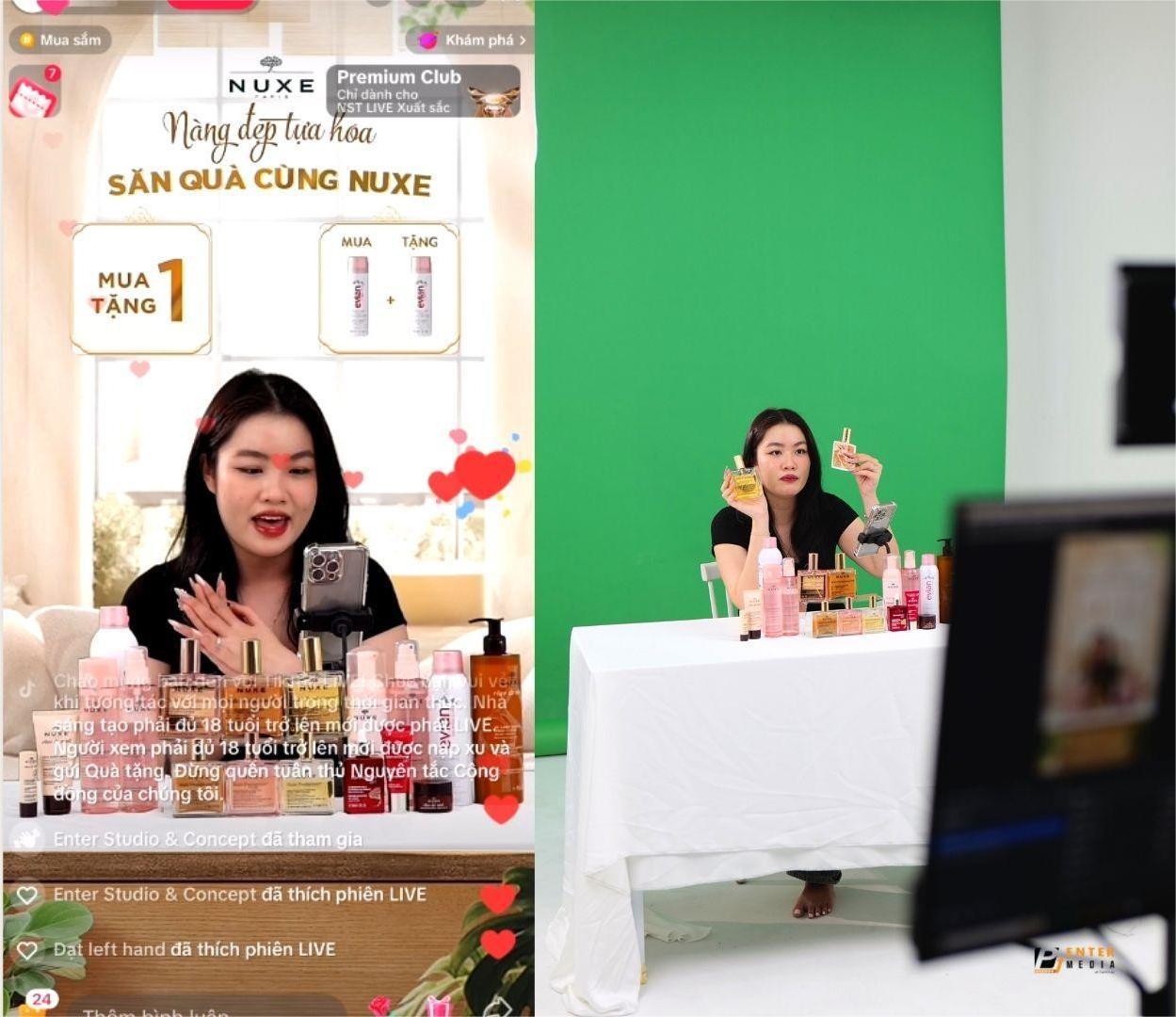 Thuê phòng livestream với phông xanh tách nền tại Enter Studio