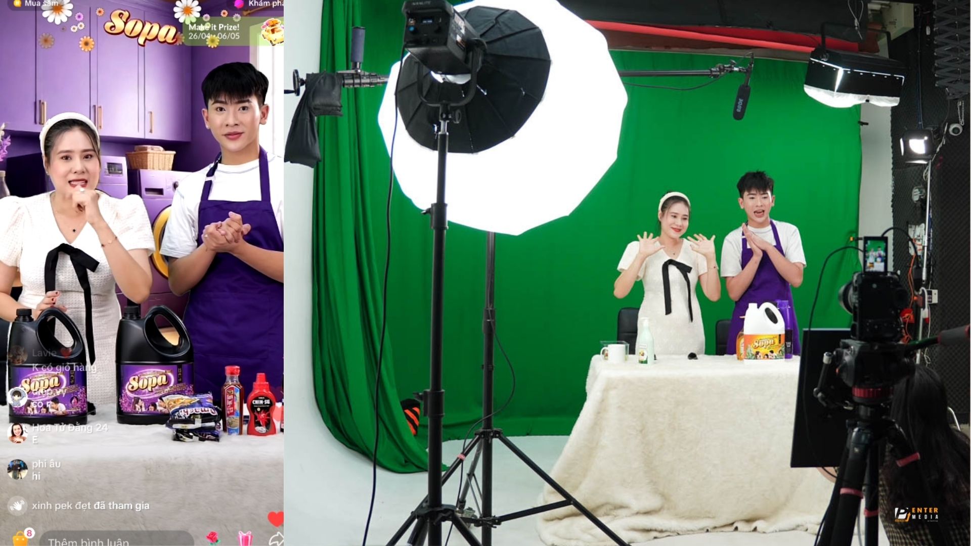 Thuê phòng livestream với phông xanh tách nền tại Enter Studio
